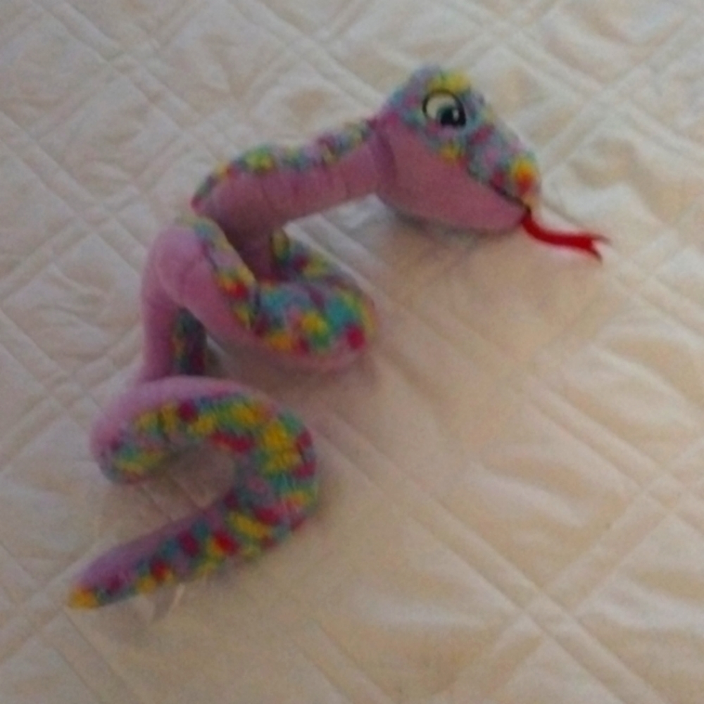 Plush multi colored snake teddy bear
